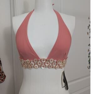 nwt vix by paula hermanny saturn sofia bikini top in guava size large